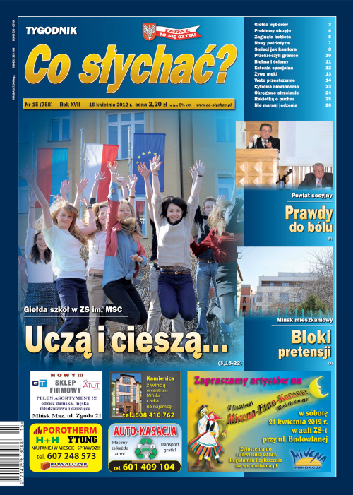 Okładka gazety Co słychać? - nr 15 (758) 2012